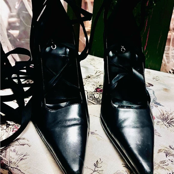 Aldo black leather ankle tie pumps - Picture 5 of 6